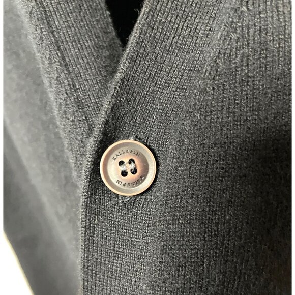 Kallspin Men's Cashmere Wool Blend Black Sleeveless Cardigan Vest L Tall Button - Picture 6 of 9